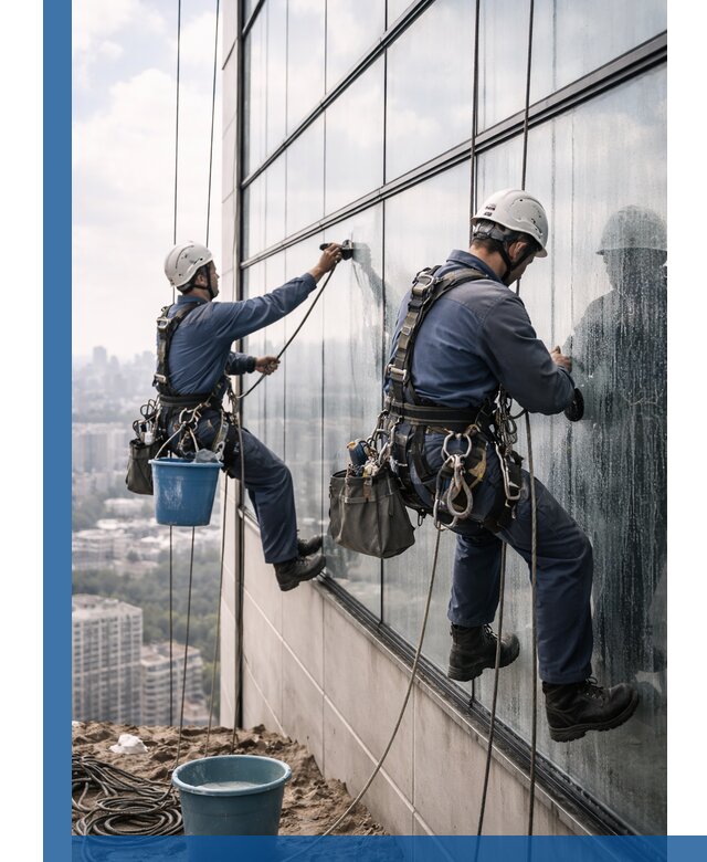 Профессиональная мойка фасадных окон альпинистами в Обнинске