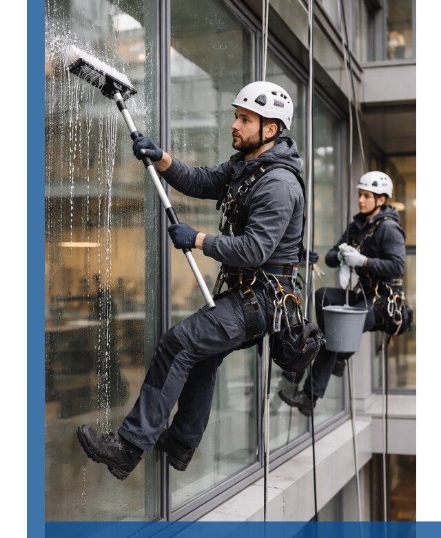 Профессиональная мойка витражей промышленными альпинистами в Обнинске