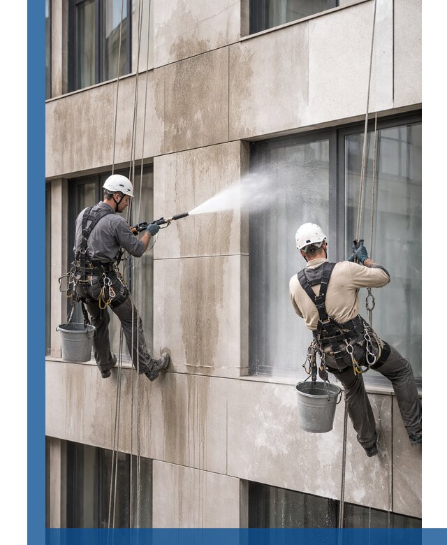 Послестроительная мойка фасада промышленным альпинизмом в Обнинске