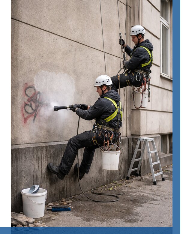 Удаление граффити с фасада в Обнинске от 4568 р. | ВЫСОТНИК-Бнн