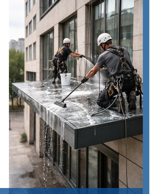 Мойка козырьков и навесов в Обнинске от 3553 р. | ВЫСОТНИК-Бнн