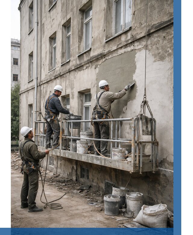 Капитальный ремонт фасада в Обнинске от 4263 р. | ВЫСОТНИК-Бнн