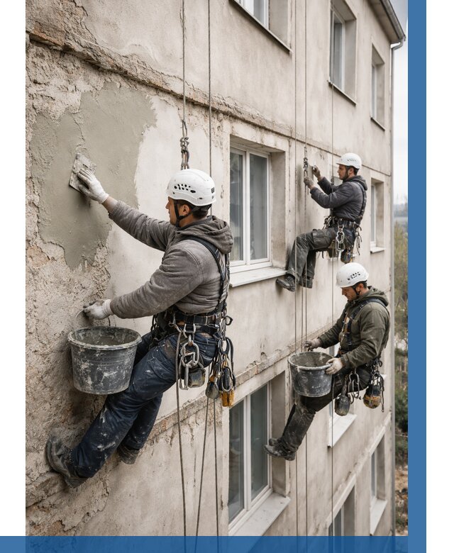 Ремонт штукатурного фасада в Обнинске от 761 р. под ключ | ВЫСОТНИК-Бнн