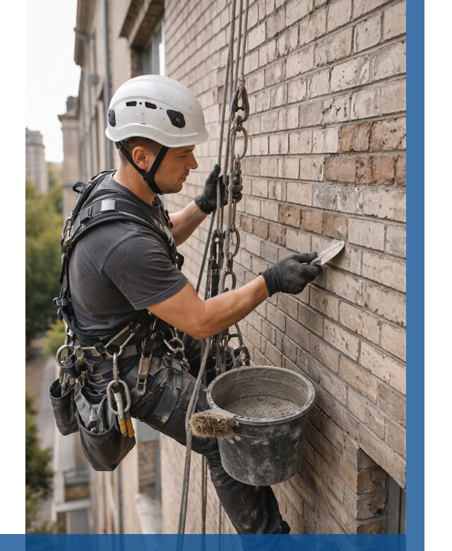 Ремонт кирпичной кладки фасада в Обнинске от 1827 р. | ВЫСОТНИК-Бнн