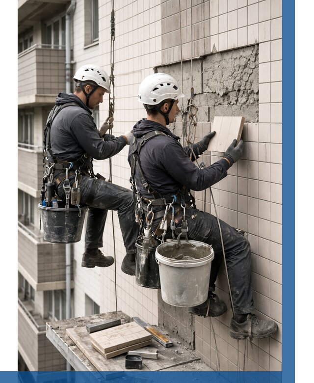 Ремонт облицовки фасада плиткой в Обнинске от 1827 р. | ВЫСОТНИК-Бнн