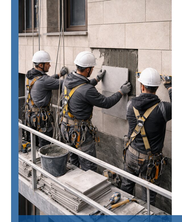 Ремонт облицовки фасада плиткой в Обнинске с гарантией