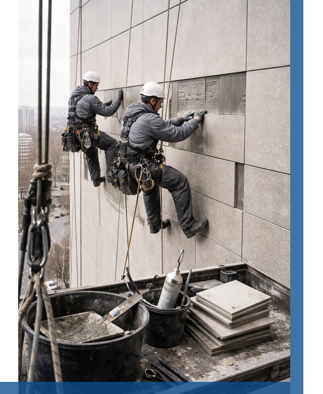 Ремонт фасада из керамогранита в Обнинске от 2538 р. | ВЫСОТНИК-Бнн