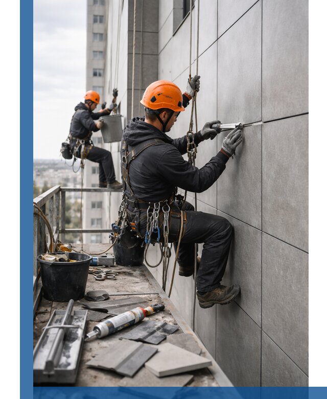 Профессиональный ремонт фасада из керамогранита в Обнинске