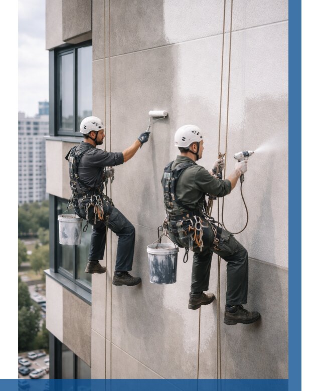 Покраска фасада альпинистами в Обнинске от 305 р. | ВЫСОТНИК-Бнн