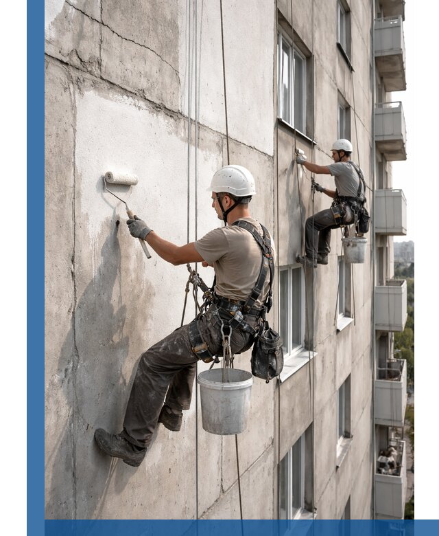 Покраска бетонного фасада в Обнинске для жилых и промышленных объектов