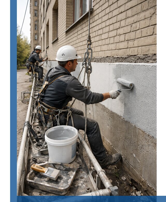Окраска цоколя здания в Обнинске профессионально и надежно