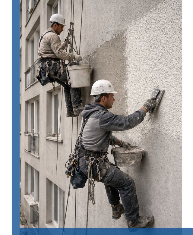 Нанесение декоративной штукатурки короед на фасад в Обнинске