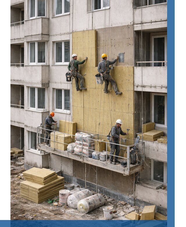 Утепление фасада минватой в Обнинске от 1523 р. | ВЫСОТНИК-Бнн