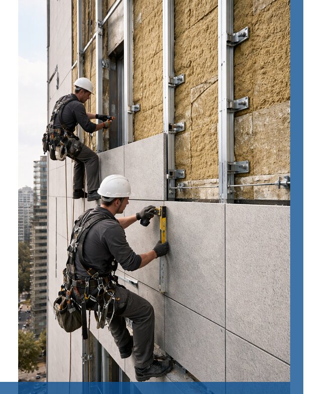 Монтаж вентилируемого фасада в Обнинске от 3553 р. | ВЫСОТНИК-Бнн