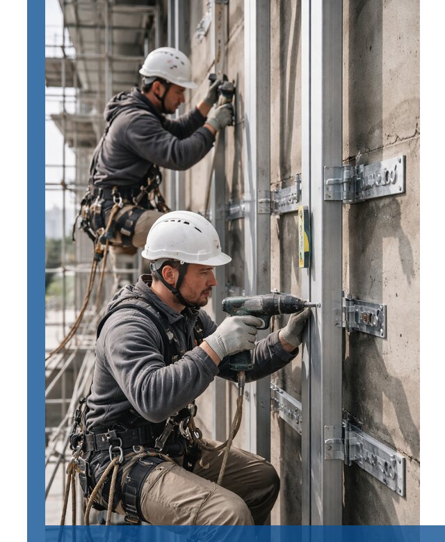 Монтаж и крепление подсистемы вентфасада в Обнинске