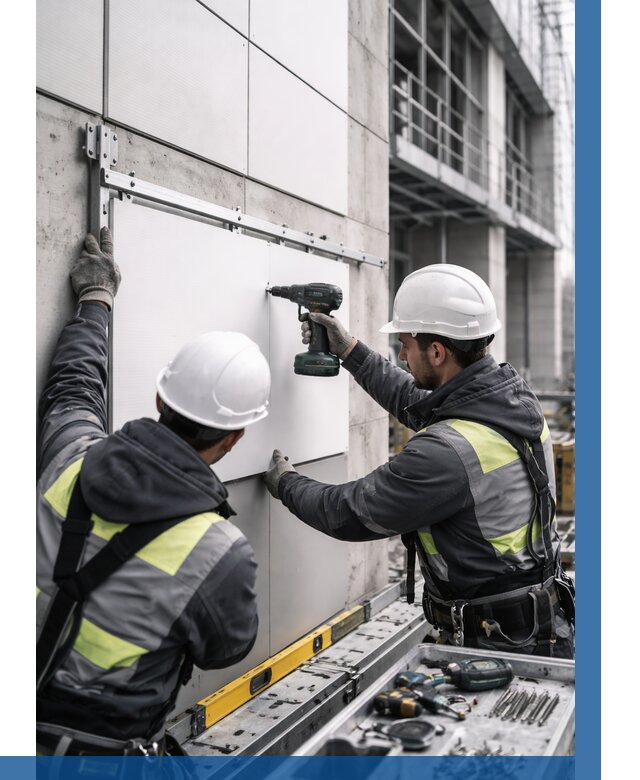 Монтаж композитных панелей фасада в Обнинске от 2538 р. | ВЫСОТНИК-Бнн