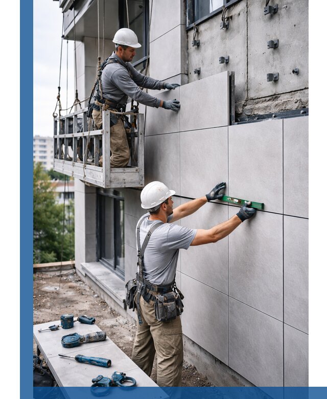 Монтаж керамогранита на фасад в Обнинске под ключ с гарантией качества