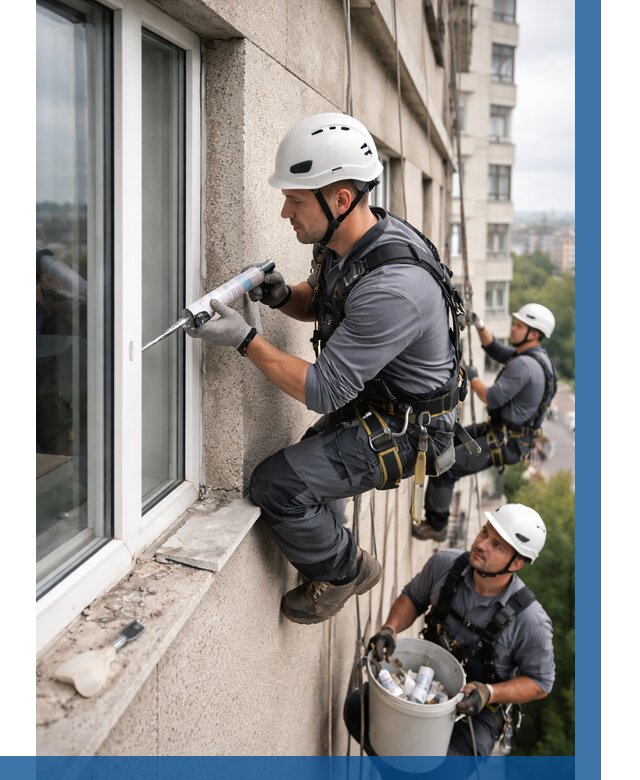 Герметизация оконных швов снаружи в Обнинске от 1523 р. | ВЫСОТНИК-Бнн