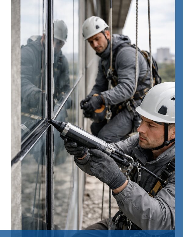 Герметизация витражных швов в Обнинске от 660 р. | ВЫСОТНИК-Бнн