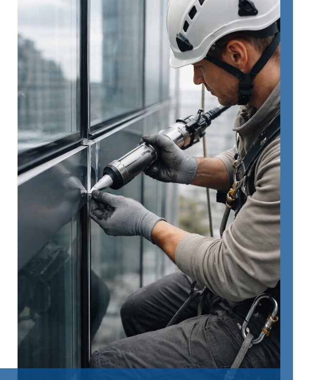 Герметизация стыков витража в Обнинске от 1218 р. | ВЫСОТНИК-Бнн