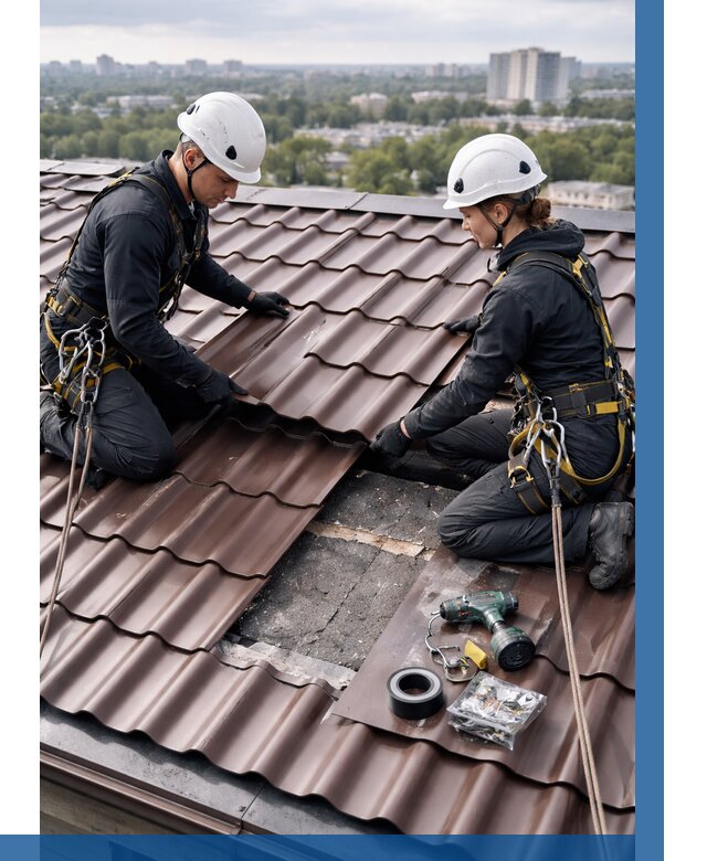 Ремонт металлочерепицы на крыше в Обнинске от 914 р. | ВЫСОТНИК-Бнн