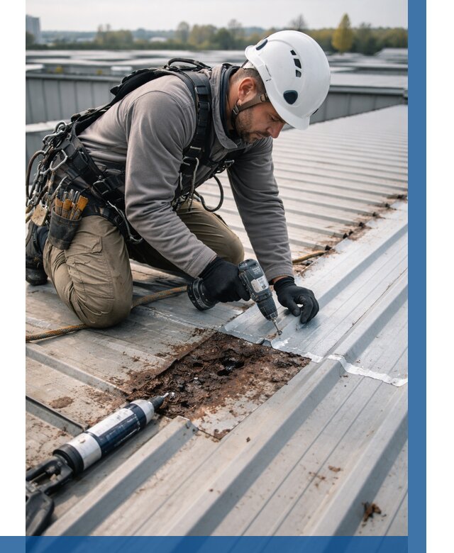 Ремонт профнастила на кровле в Обнинске от 711 р. | ВЫСОТНИК-Бнн