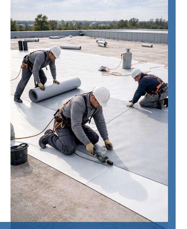 Монтаж мембранной кровли под ключ в Обнинске от 1218 р. | ВЫСОТНИК-Бнн