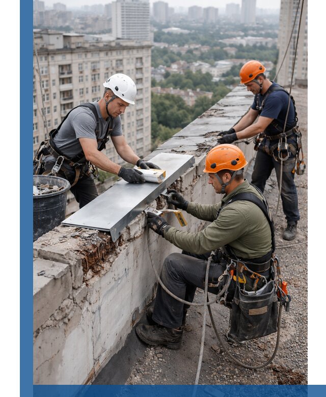 Ремонт парапета на кровле в Обнинске, высотные работы с гарантией