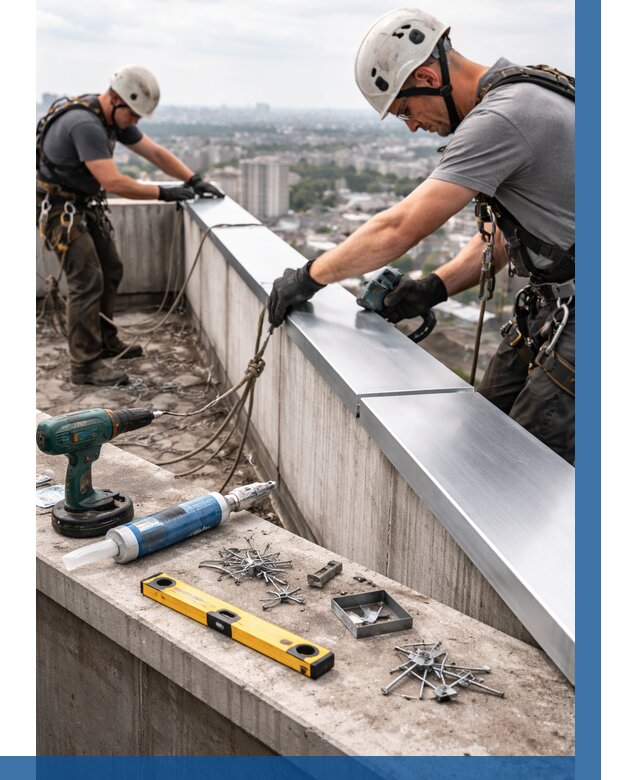 Монтаж парапетных крышек в Обнинске от 812 р. | ВЫСОТНИК-Бнн