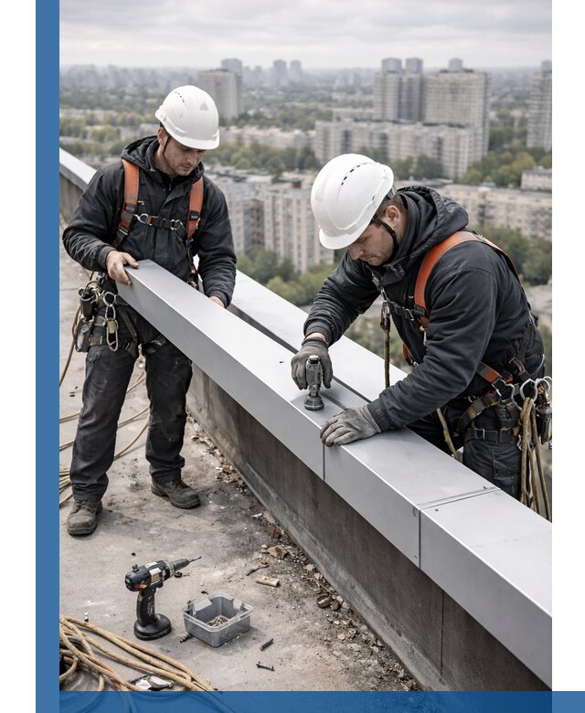 Монтаж парапетных крышек и ограждений кровли в Обнинске