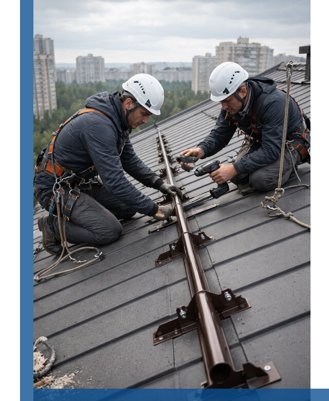 Монтаж снегозадержателей на кровле зданий в Обнинске под ключ