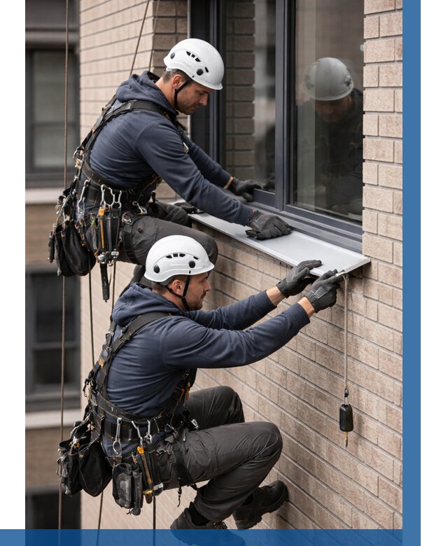 Монтаж оконных отливов под ключ в Обнинске от 3553 р. | ВЫСОТНИК-Бнн