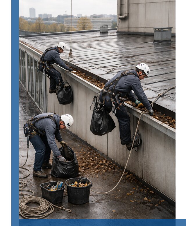 Очистка кровли по периметру в Обнинске силами промышленных альпинистов