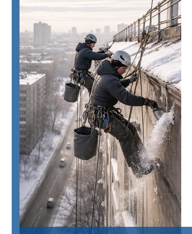 Очистка карнизов от снега в Обнинске профессионально и безопасно