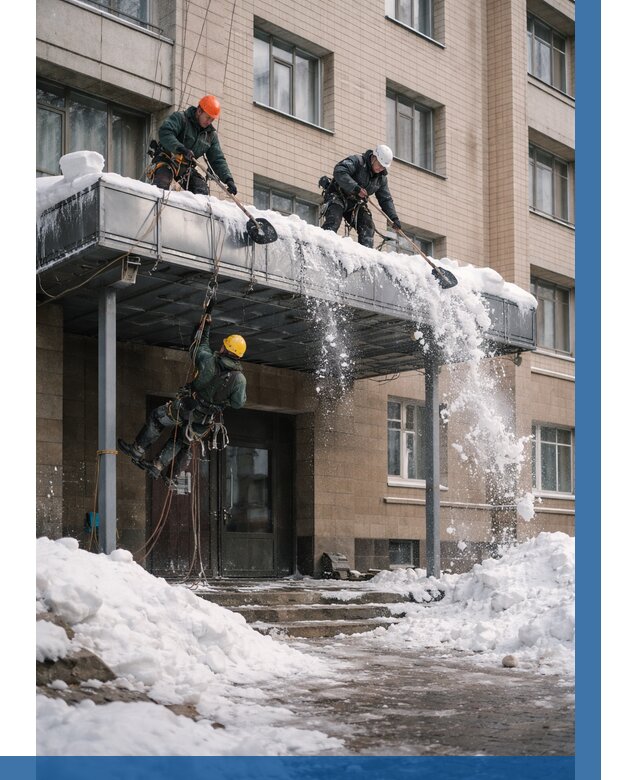 Очистка козырьков от снега в Обнинске от 3553 р. | ВЫСОТНИК-Бнн