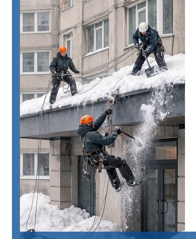 Безопасная очистка навесов от снега в Обнинске круглогодично