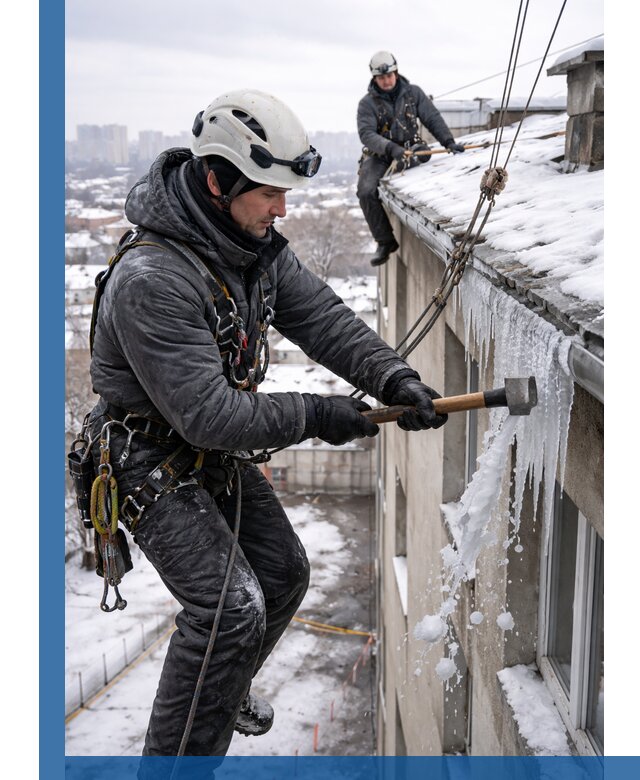 Сбивание и удаление сосулек с крыши в Обнинске безопасно