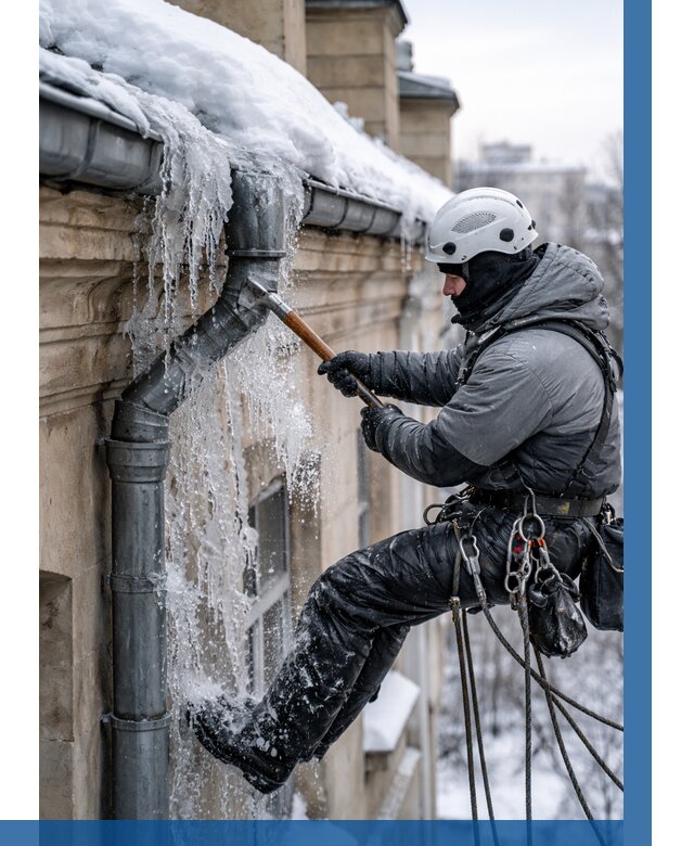 Очистка водостоков от льда в Обнинске от 3553 р. | ВЫСОТНИК-Бнн