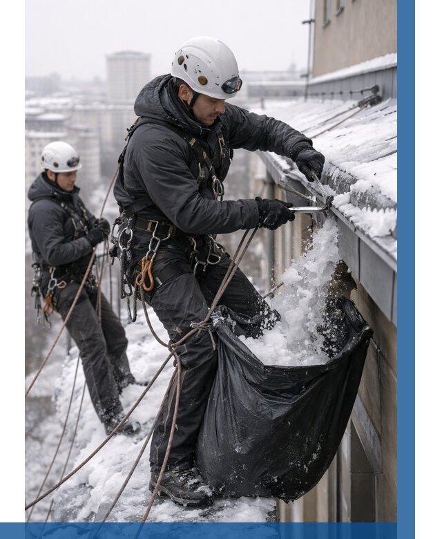 Аварийная очистка крыши в Обнинске под ключ от 305 р. | ВЫСОТНИК-Бнн