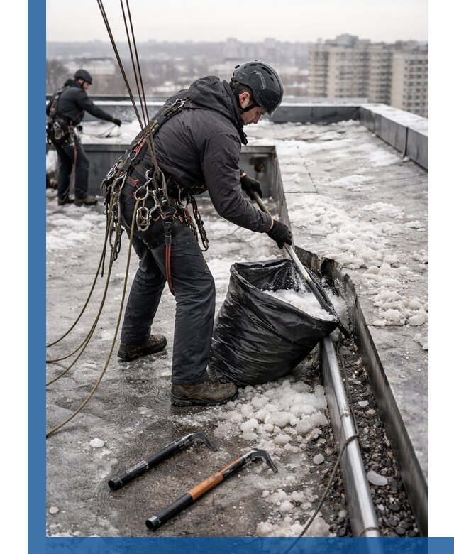 Аварийная очистка кровли в Обнинске от промальпинистов