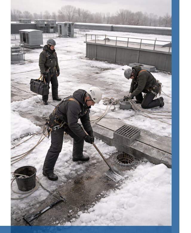 Абонентское обслуживание кровли зимой в Обнинске от 8120 р. | ВЫСОТНИК-Бнн