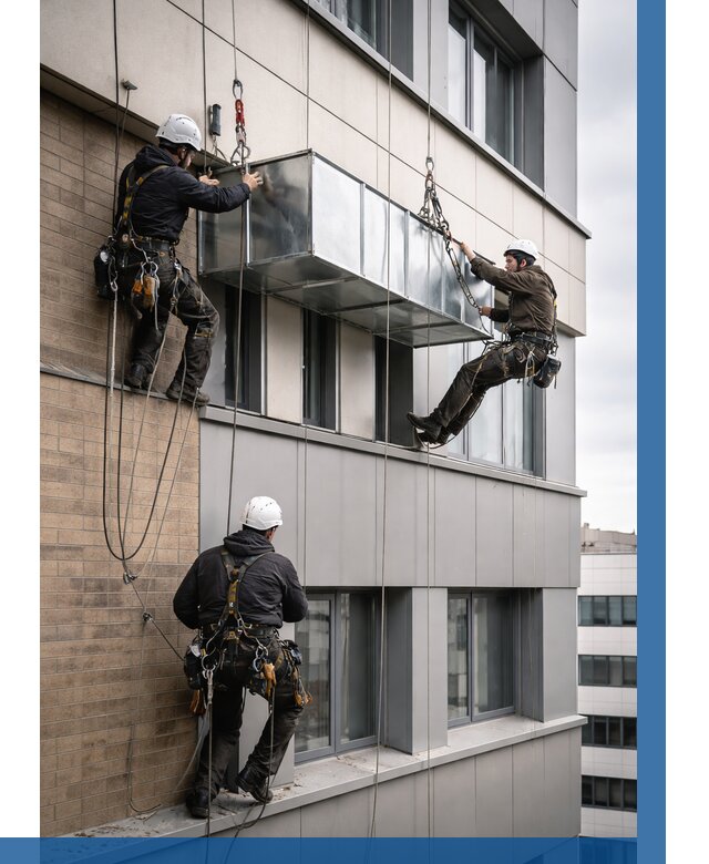 Монтаж воздуховодов на фасаде в Обнинске от 1523 р. | ВЫСОТНИК-Бнн