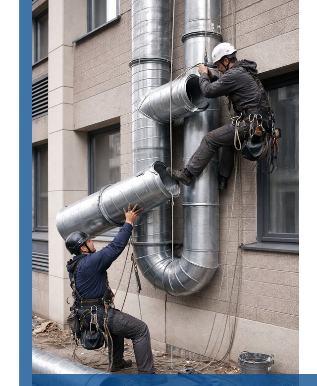 Монтаж фасадных воздуховодов в Обнинске с герметизацией и крепежом