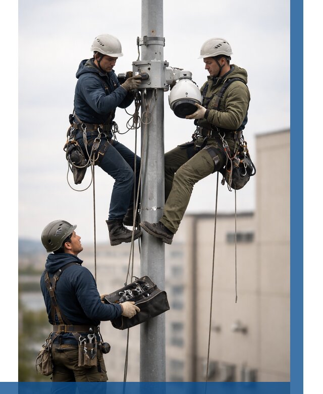 Установка видеокамер на мачте в Обнинске от 8628 р. | ВЫСОТНИК-Бнн