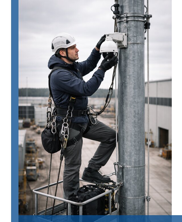Профессиональная установка видеокамер на мачте в Обнинске