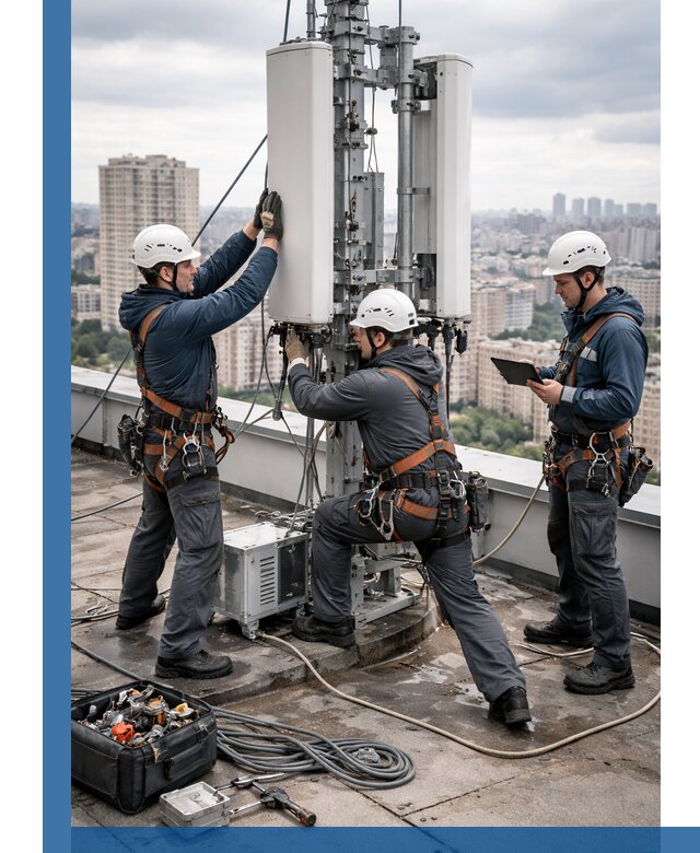 Монтаж антенн связи на крыше в Обнинске с вводом в эксплуатацию