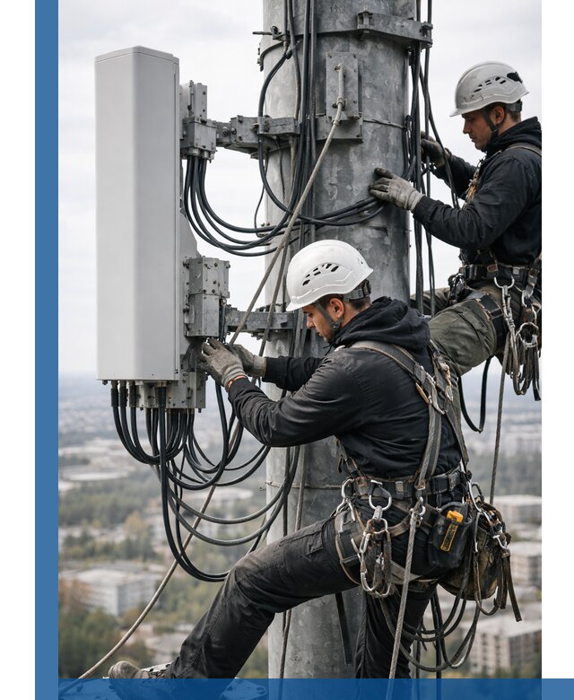 Монтаж оборудования связи на мачте в Обнинске с пусконаладкой