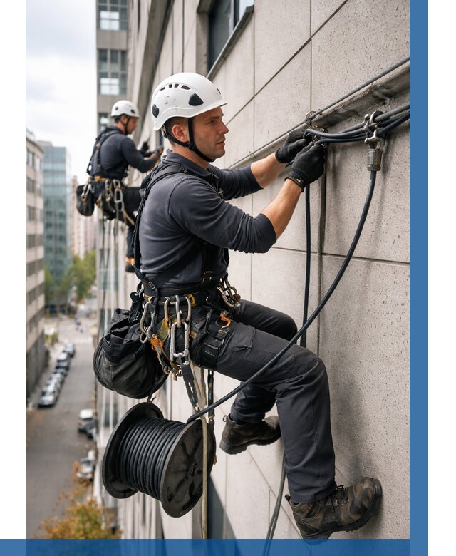 Прокладка кабеля по фасаду в Обнинске от 355 р. | ВЫСОТНИК-Бнн