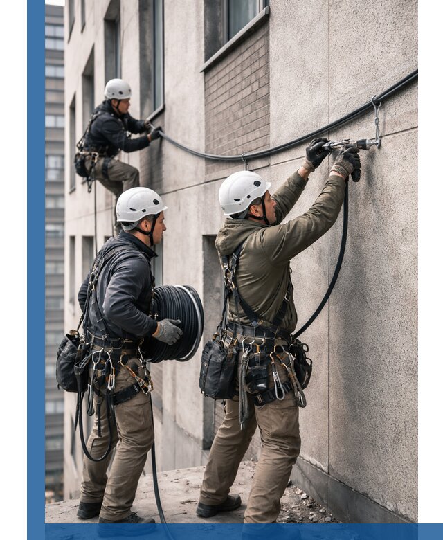 Прокладка кабеля по фасаду в Обнинске, профессиональный монтаж