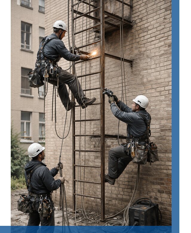 Ремонт пожарной лестницы в Обнинске от 7613 р. | ВЫСОТНИК-Бнн